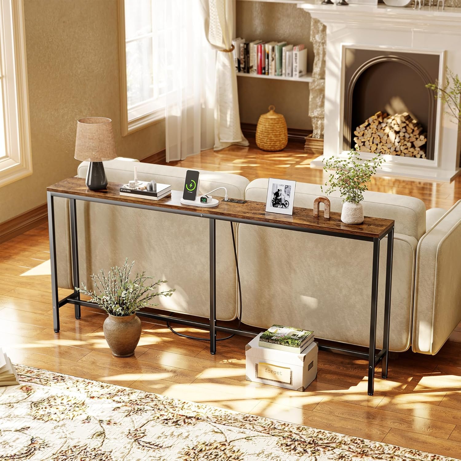 Console Table with Charging Station