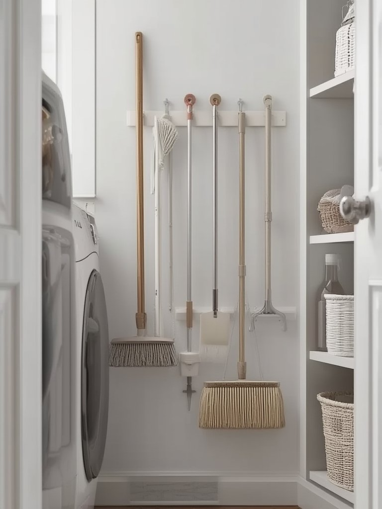 broom holder in action